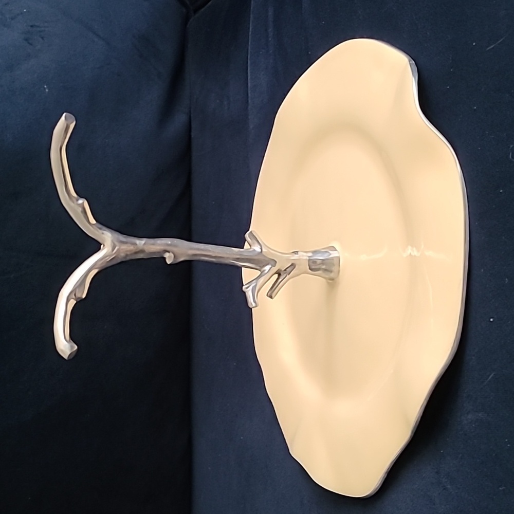𝅺LUNARES Designer Cake Stand  Metal Enamel Staghorn 11.5"